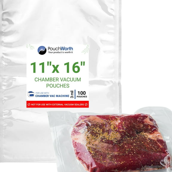 100 pcs Clear 11" x 16" Gallon, 3 mil Vacuum Chamber Sealer Pre-Cut Bags BPA Free Great for Food Vac Storage