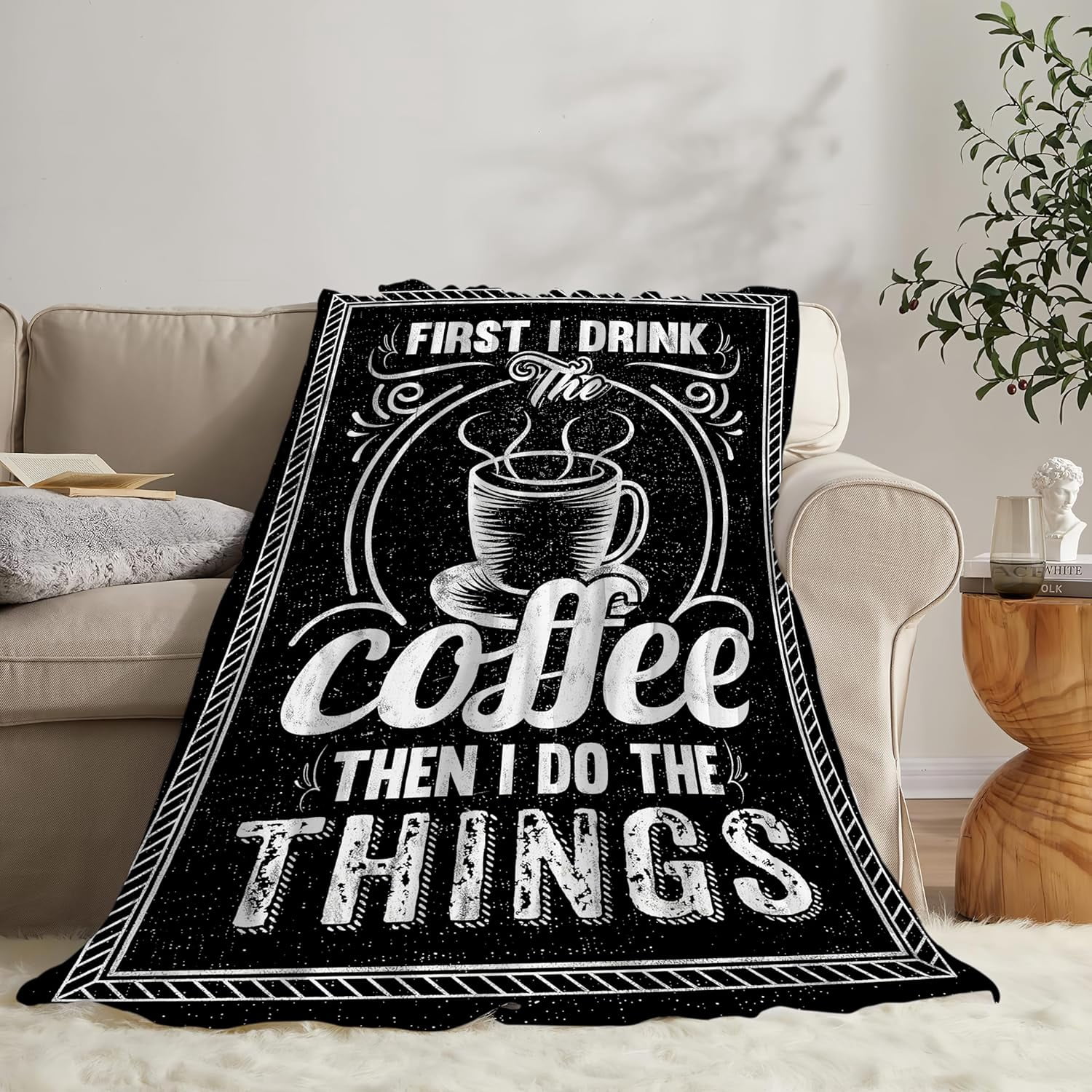 Coffee Blanket Gifts for Girls Boys Soft Warm Plush Coffee Cafe Throw Blanket Flannel Fleece Fuzzy Coffee Blanket for Kids Lover Bed Couch Living Room Decor 80"X60"