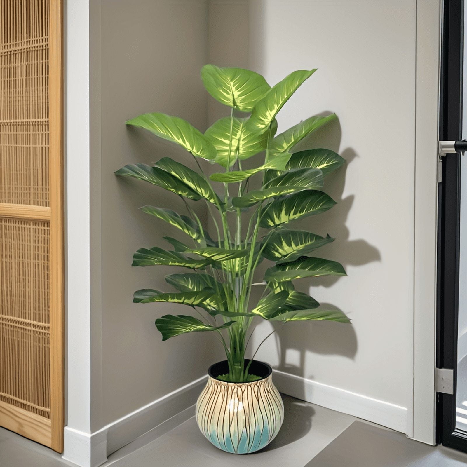 80cm Artificial Palm Tree, Lifelike Tropical Fake Plant with Large Green Leaves, Durable Plastic Decoration for Home, Office, Wedding, Party, Holiday, No Pot