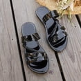 thumbnail image 2 of Xucatan Women's Patent Leather Sandals, Woven Strap Open Toe Platform Slides, Thick Sole Wrap Around Beach Slippers, Versatile Summer Casual Footwear Gift, 2 of 9