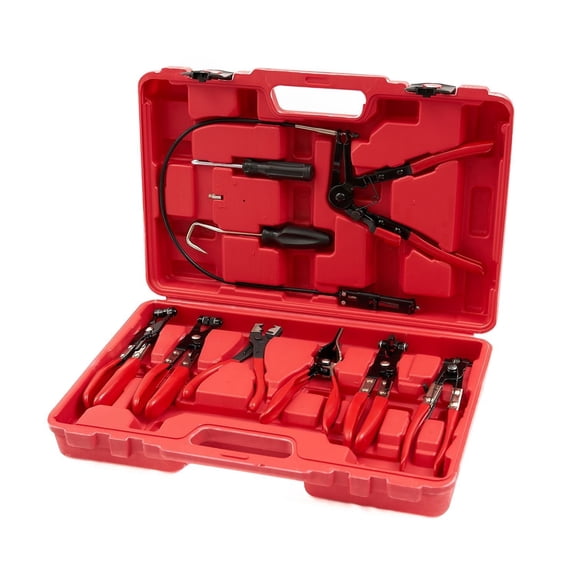 9PCS Hose Clamp Pliers Set, Long Reach Tool Remover for Automotive Radiator Water Hoses, with Case