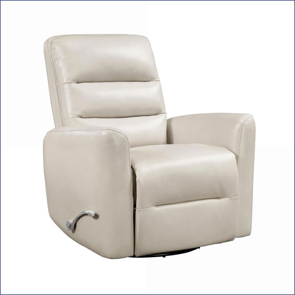 Recliners | Beige Faux Leather Swivel Glider Reclining Chair with Pull-Handle | Solid Wood & Plywood Frame