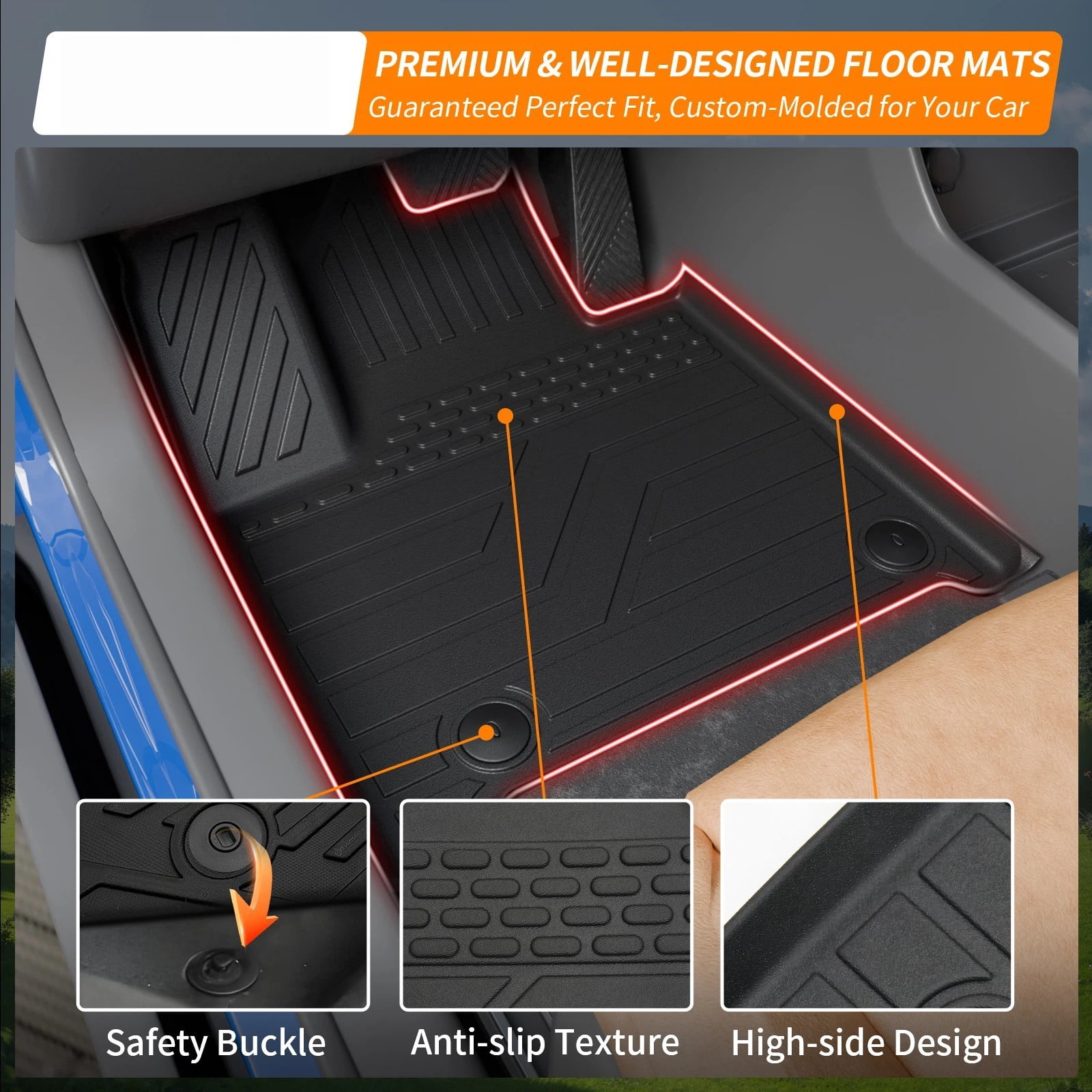 Bomely Floor Mats for 2024 2025 2026 Hyundai Santa Fe 6&7 Seats Fit Gas&Hybrid Cargo Mat