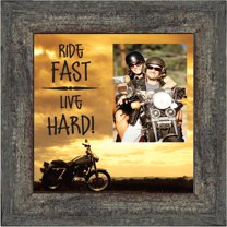 Classic Harley Davidson Motorcycle "Ride Fast, Live Hard" Sunset Picture Frame, 10x10 9766