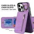 thumbnail image 4 of Feishell for iPhone 12 Pro/12, Case Wallet with Card Holder Functional Two Way Kickstand Durable Zipper Pocket RFID Blocking Leather Slim Protective Leather For iPhone 12/12 Pro, Purple, 4 of 12