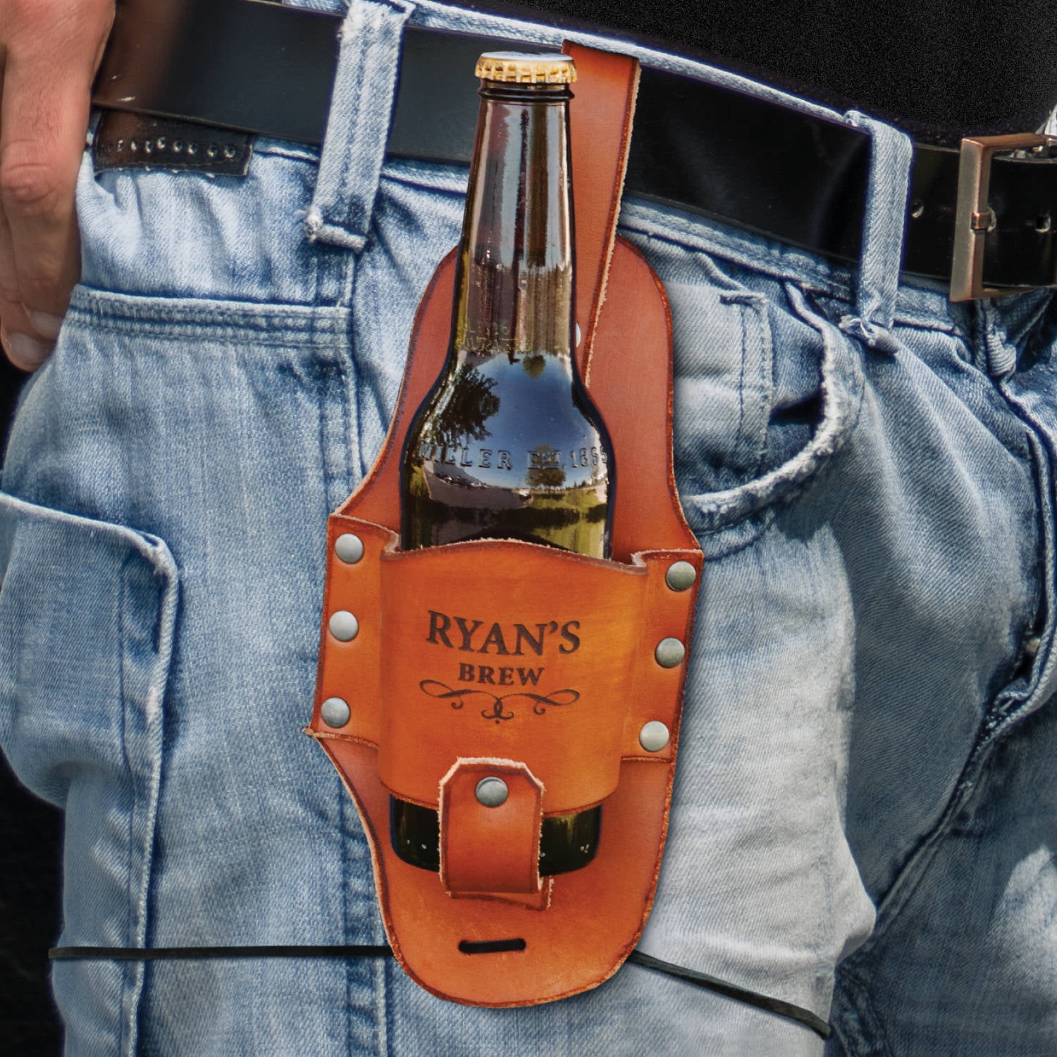Personalized Leather Beer Holster