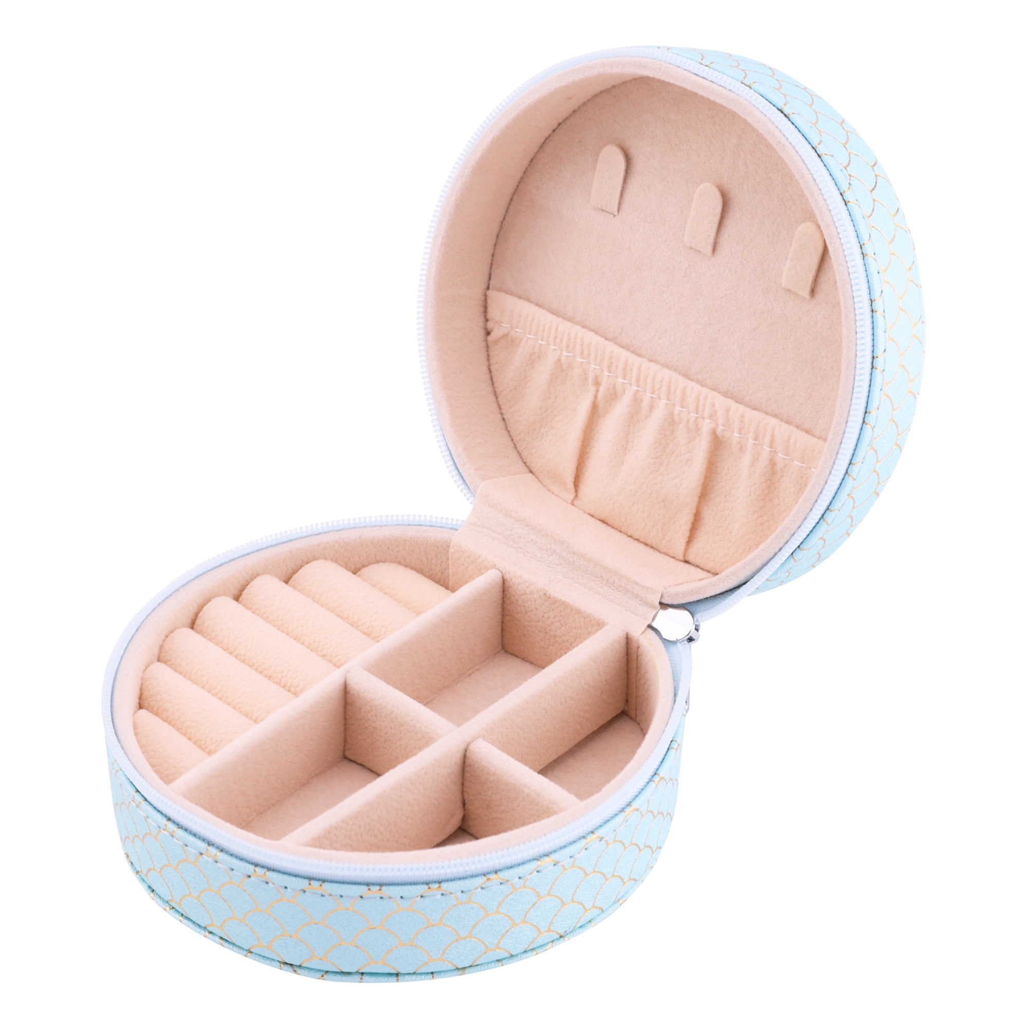 Unique Bargains Mini PU Leather Jewelry Box for Women Portable Organizer Case Sky Blue