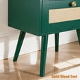 thumbnail image 5 of Nightstands Set Of 2 With Charging Station, Modern Boho Rattan Bedside Tables With 2 Drawers, Solid Wood Legs, Open Storage End Tables For Bedroom Living Room Dorm, Green, 5 of 5