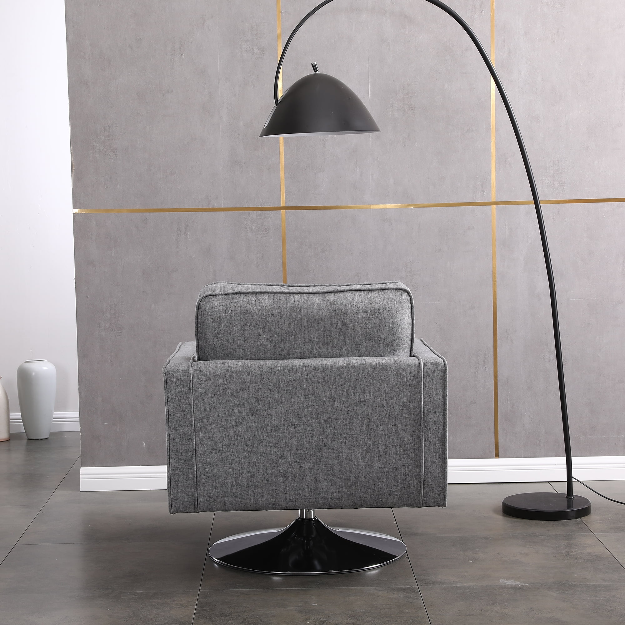 Kadyn Swivel Accent Barrel Chair, Linen Armchair with 360 Degree Swiveling and Side Pocket for Living Room, Light Grey Kadyn Swivel Accent Barrel Chair, Linen Armchair with 360 Degree Swiveling and Side Pocket for Living Room, Light Grey