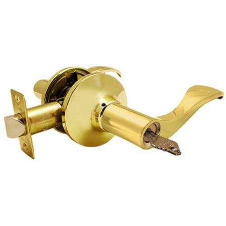 - Constructor Prelude Entry Door Lever Handle Lock Set Polished Brass Finish