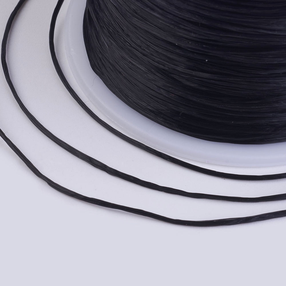 Flat Elastic String Elastic Beading Thread for Stretch Bracelet Making Black 0.5mm 49.21 yards(45m)/roll Diy
