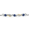 thumbnail image 2 of Gem Stone King 925 Sterling Silver and 10K Yellow Gold Blue Created Sapphire and White Lab Grown Diamond Tennis Bracelet for Women (0.46 Cttw, Fully Adjustable up to 9 inch), 2 of 3