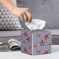 thumbnail image 6 of Gukieu Starfish Navy Blue Stripe Print Leather Tissue Box, PVC Waterproof Velcro Opening and Closing Square Tissue Box Holder, Suitable for Home and Office Decoration, 6 of 7