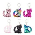 thumbnail image 1 of llaveros creativos de lentejuelas con forma de gato, llaveros colgantes de moda (rosa, colorido, rosa, verde, negro, rosa y blanco, 6 unidades/juego), 1 of 8