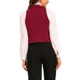 thumbnail image 3 of INSPIRE CHIC Women's Waistcoat Notched Lapel V Neck Double Breasted Sleeveless Suit Vests L Burgundy, 3 of 6