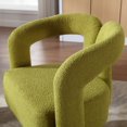 thumbnail image 5 of Modern 360 Degree Swivel Barrel Chair, Round Armchair with Wide Upholstered, Fluffy Boucle Fabric Accent Chair for Livingroom Bedroom Office, Olive Green, 5 of 9