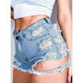 thumbnail image 4 of aPAY Jeans for Women  Hole Denim Shorts  Rough Edge Distressed Design Suitable for Daily Travel Regular Size, 4 of 4
