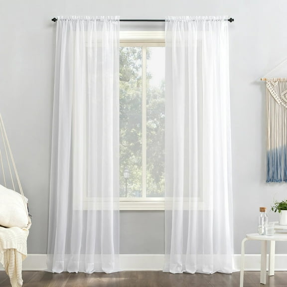 NEWEEN Basic Rod Pocket Sheer Voile Window Curtain Panels White 3 Pair 6 Panels 52 Width 84 Inch Long for Kitchen Bedroom Children Living Room Yard