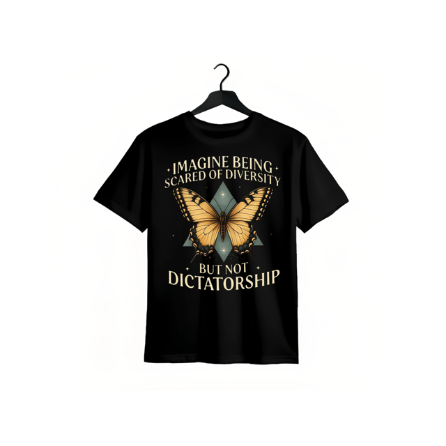 Camiseta "Imagina tener miedo a la diversidad pero no a la dictadura", camiseta con humor y derechos, camiseta gráfica de protesta, ropa para la democracia