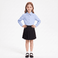 thumbnail image 6 of Junboys Children's Long Sleeve School Uniform Shirt - Casual Dress Top for Everyday, Great Back to School Clothes for Kids, Classic Button-Free Shirt for Comfort,Blue 140, 6 of 6