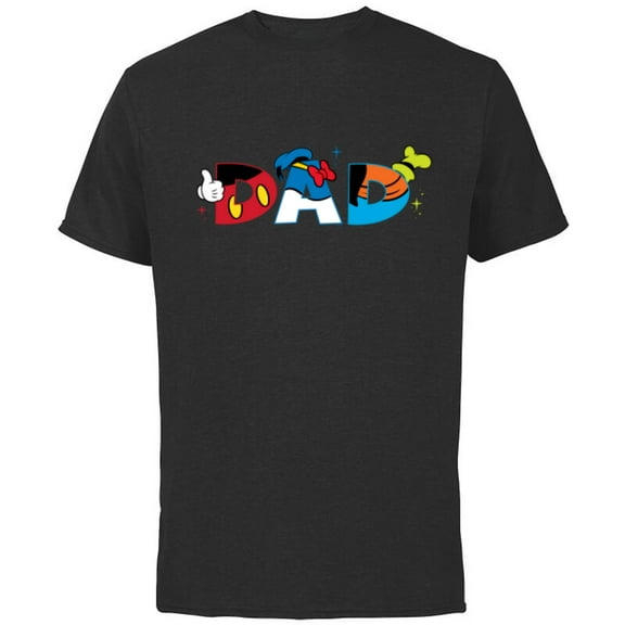 Disney Mickey Mouse and Friends Dad Father’s Day Birthday - Short Sleeve Cotton T-Shirt for Adults - Customized-Black