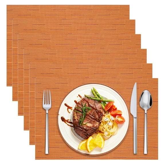 Placemats Set of 6 - Easy Clean Washable Vinyl Placemats - Wipeable Heat Resistant Table Mats for Dining Table - 17x12 Inch Sarapandan
