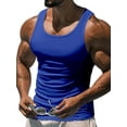 thumbnail image 1 of Innerwin Muscle Shirts Scoop Neck Mens Summer Tops Sport Solid Color Lightweight Tank Blue 2XL, 1 of 3