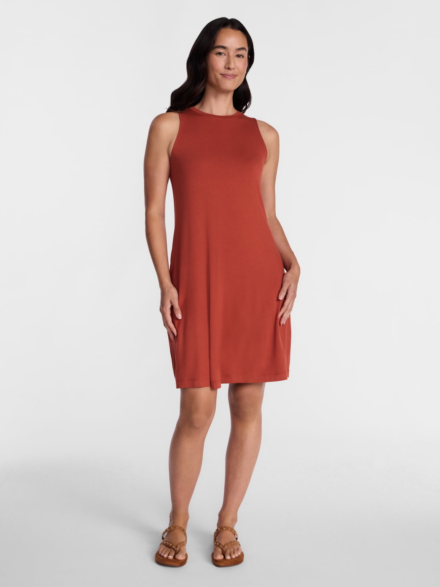 Time and Tru Women’s Sleeveless Knit Swing Dress, Sizes XS-XXXL