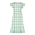thumbnail image 3 of Zpanxa Robes Florales pour Filles Été Manches Courtes Manches Volantées Col Rond Imprimé de Fleurs Taille Poche Robe Superposée Polyester Spandex Vert 14-15 Ans, 3 of 5