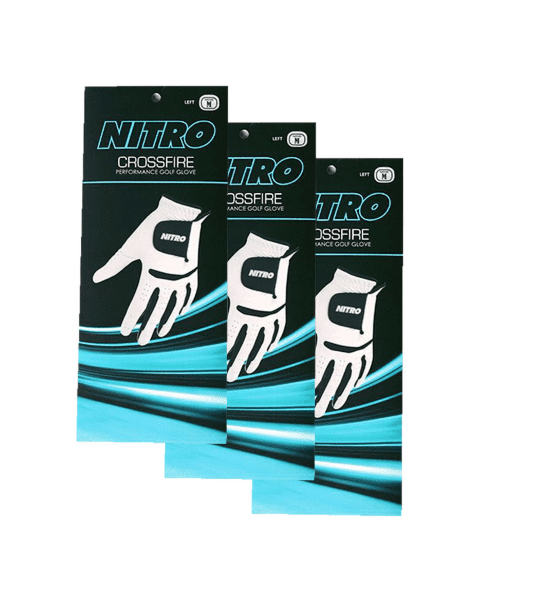 NITRO CROSSFIRE PERFORMANCE GOLF GLOVE MENS WHITE/BLACK EXTRA LARGE 3 Pk Gloves - image 2 of 2
