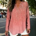 thumbnail image 2 of FRSASU Womens Spring Summer Dress Shirts Long Sleeve Blouses V Neck Fashion Printed Casual Tunics Tops Pink, 2 of 5