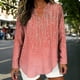 thumbnail image 1 of TaTaai Women's Linen Look V Neck Blouse, Long Roll Up Sleeves with Button Cuff Detail, Casual Summer Top for Everyday Wear Gift, 1 of 5