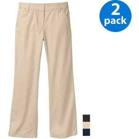 George Girls School Uniforms Flat Front Pants Sizes 4-16 w/Scotchgard, 2-Pack Online Exclusive