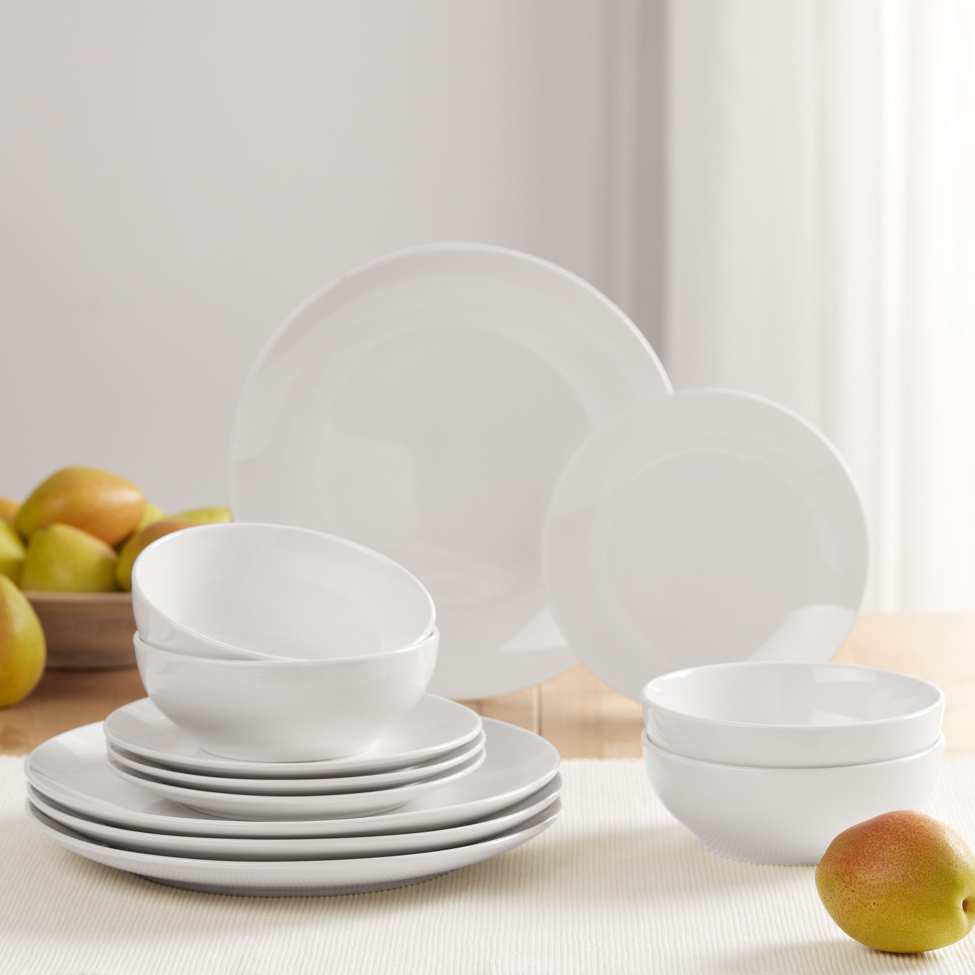 Mainstays Glazed White Stoneware Dinnerware Set, 12-Pieces - image 3 of 12
