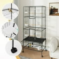 thumbnail image 4 of M optimized Metal 69" Large Rolling Bird Cage with Feeding Bowls, Slide-Out Tray & Perch, Black, 4 of 9
