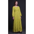 thumbnail image 2 of Bimba Polyester Georgette Buds & Lotus Floral Printed Womenâ€™s Long Sleeve Elastic Waist MaxiÂ&nbsp;DressÂ&nbsp;Gown-XSmall, 2 of 5