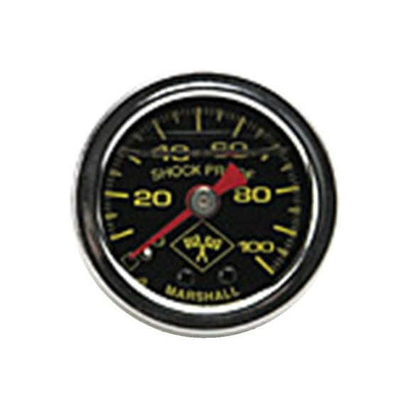 Russell Performance 100 psi fuel pressure gauge black face chrome case (Liquid-filled)