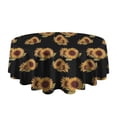 thumbnail image 5 of Black Yellow Green Leaf Sunflower Pattern Round Tablecloth 60"x60",Wrinkle Wipeable Table Cloth for Kitchen Dining Room Picnic Patio Party, 5 of 6