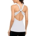 thumbnail image 3 of Women's Square Neck Quick Dry Stratch Camisole Backless Cross Knot Sport Tank Tops, 3 of 5