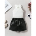 thumbnail image 3 of Hirigin Store Girl Summer Outfit Solid Ribbed Sleeveless Tank Tops Leather Skorts, 3 of 8