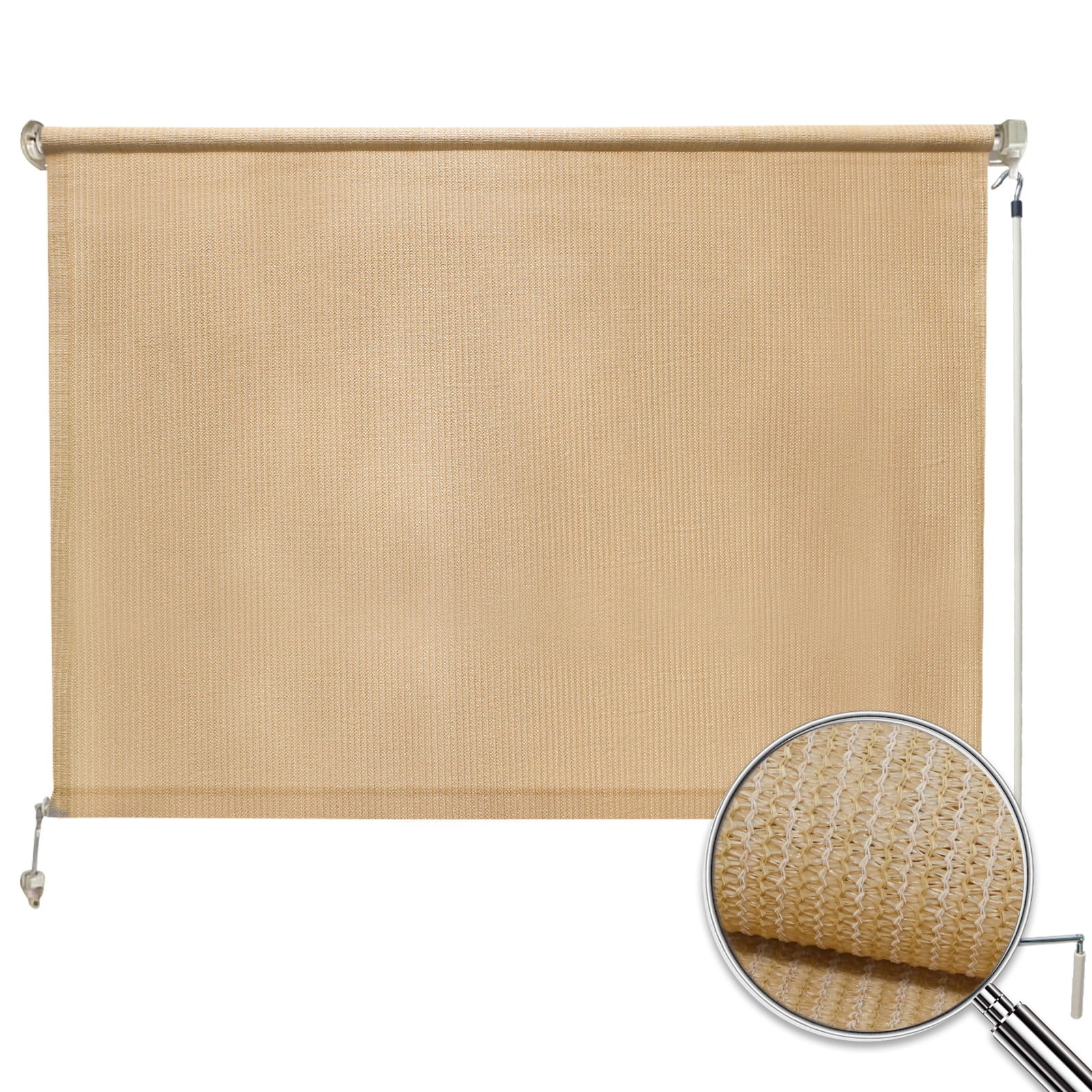 Artpuch Outdoor Cordless Roller Shade 8'W X 6'L Exterior Roll Up Shade