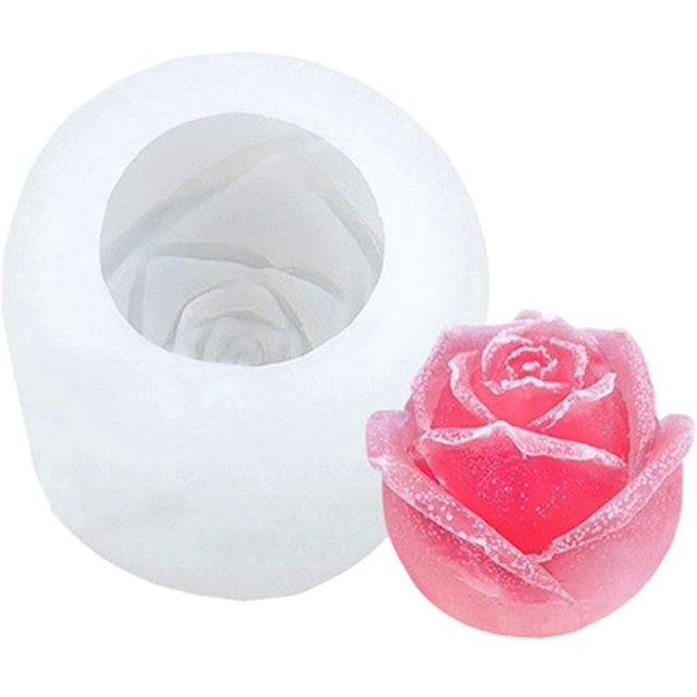 Molde de silicona reutilizable de rosa 3D, bandejas de cubitos de hielo, molde para hacer helados, bola antiadherente, gelatina de pudín de hielo congelado Sincero Hogar