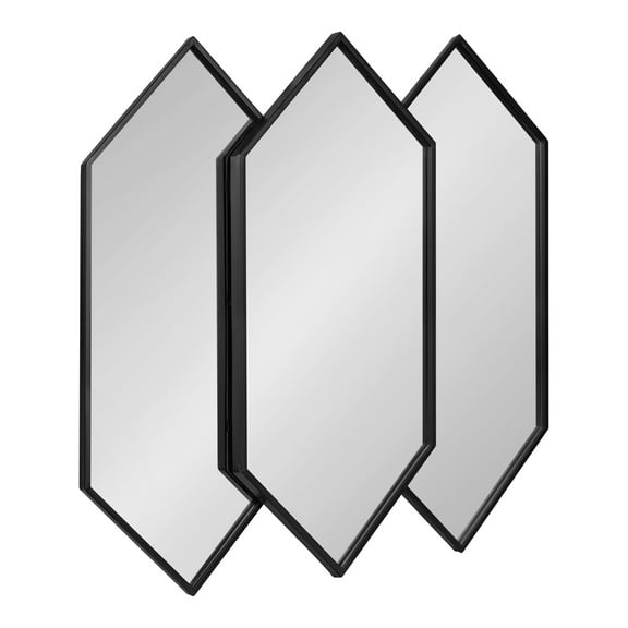 Kate and Laurel Diaz Stacked Wall Mirror, 28 x 27, Black, Decorative Dimensional Midcentury Modern Wall Decor With Geometric Shape and Symmetrical Design