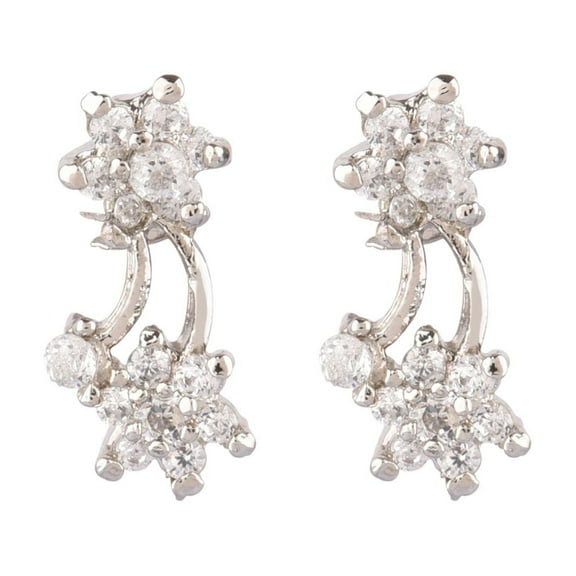 Efulgenz Indian Jewelry Cubic Zirconia CZ Small Floral Stud Earring for Women