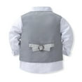 thumbnail image 4 of Sholeno Baby Boys Gentleman Outfit Toddler Formal Party Suit Bow Tie Dress Shirt + Tuxedo Vest + Grey 130, 4 of 7