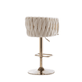 thumbnail image 4 of 24-32 Inch Velvet Woven Bar Stools, Counter Height Adjustable Swivel Barstools High Bar Chairs with Back & Golden Metal Base, Stools Chair with Footrest for Home Kitchen Island, Pub(Ivory,Set of 4), 4 of 10
