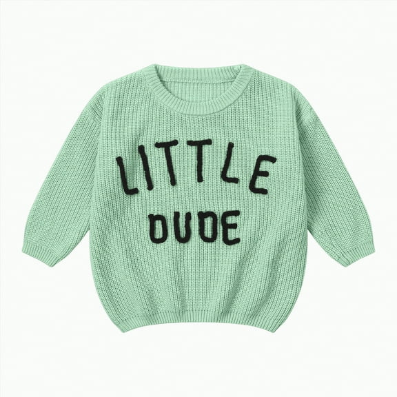 Ccpelsie Big/Little Boys Warm Casual Pullover Sweaters Kids Crewneck Knit Jumper Tops for Fall and Winter(Light Green,2-3 Years)