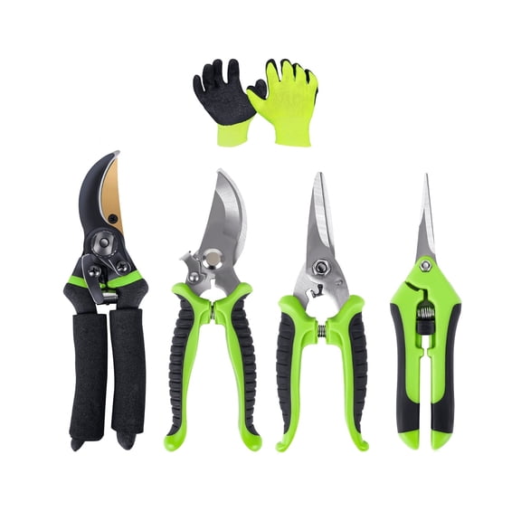AUDCALIGHT 1.3 in Adjustable Pruning Shears with Titanium Steel Blade, Gardening Gloves, Stainless, Ergonomic Handle