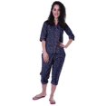 thumbnail image 2 of Moomaya Printed Cotton 3/4 Sleeve Shirt With Capri 2 Piece Nightwear Set Sleepwear For Womens, 2 of 7