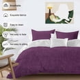 thumbnail image 3 of 3 Piece Purple Burlap Texture Duvet Cover Set Queen Size, Microfiber Comforter/Quilt Cover with Corner Ties and 2 Pillowcases, Farmhouse Vintage Purple All Season Soft Bedding with Zipper Closure, 3 of 8